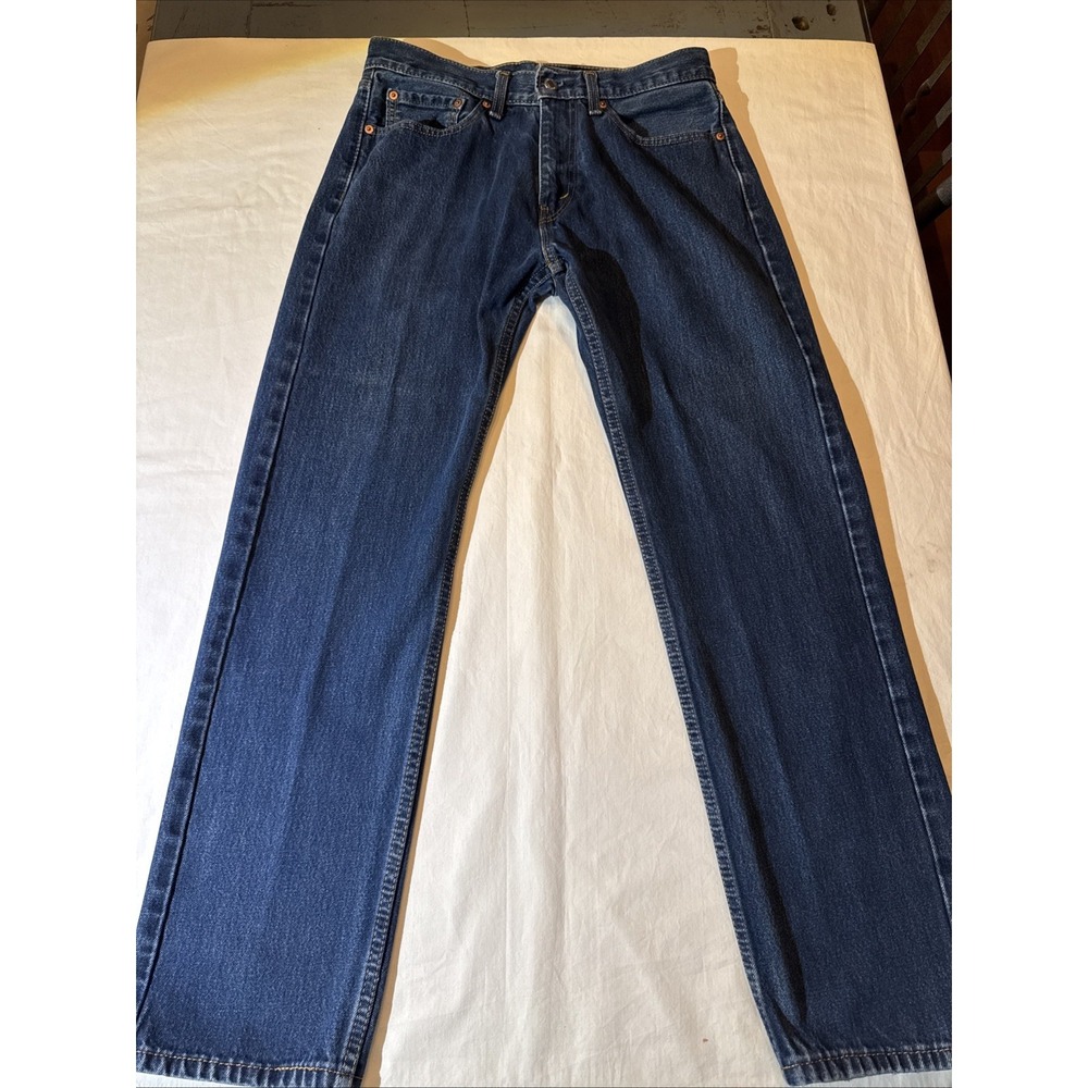 Levi's 505 Regular Fit Jeans Mens 32x32 Dark Wash Blue Straight Leg Denim